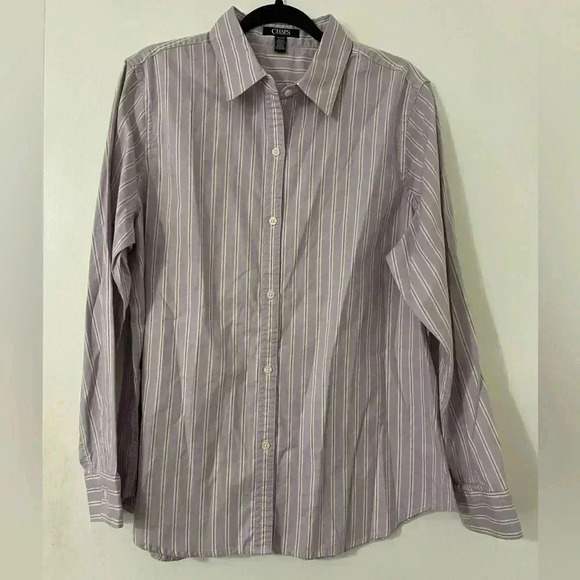 Chaps women’s button downs classic stripe size XL 100% cotton (S118) - Picture 1 of 8